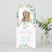 悔やみや弔慰ユーカリ写真葬儀サンキューカード (スタンド正面)