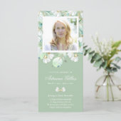 悔やみや弔慰ユーカリ写真葬儀サンキューカード (スタンド正面)