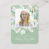 悔やみや弔慰ユーカリ写真葬儀祈りの言葉カード 名刺 (正面)