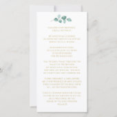 悔やみや弔慰ユーカリ写真金ゴールド葬儀祈りの言葉 (裏面)