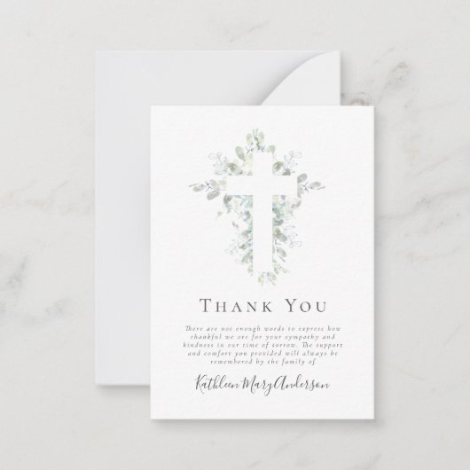 悔やみや弔慰ユーカリ葬儀サンキューノート ノートカード (正面)