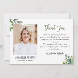 悔やみや弔慰ユーカリ離れ写真葬儀 サンキューカード