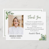 悔やみや弔慰ユーカリ離れ写真葬儀 サンキューカード (正面/裏面)