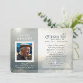 悔やみや弔慰ユー平和な雲ブルー&ホワイト サンキューカード (スタンド正面)