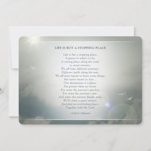 悔やみや弔慰ユー平和な雲ブルー&ホワイト サンキューカード (裏面)