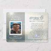 悔やみや弔慰ユー平和な雲ブルー&ホワイト サンキューカード (正面)