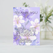 悔やみや弔慰ラベンダーとホワイトリリー サンキューカード (スタンド正面)