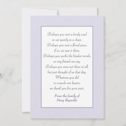 悔やみや弔慰ラベンダーに感謝縁ど カード (正面)