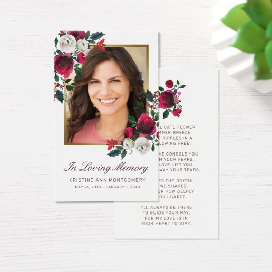 悔やみや弔慰レエレガントッドローズ金ゴールドフォト祈りの言葉カード (デスク)