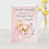 悔やみや弔慰ロス誕生ドーターバタフライピンクローズ カード (黄色い花)