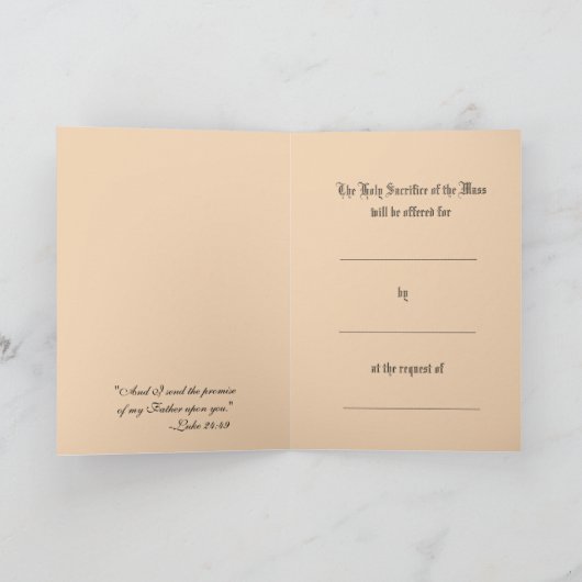 悔やみや弔慰ヴァージンメアリーカソリックのミサ提供カード カード (内部)
