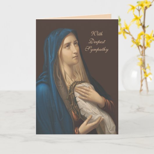 悔やみや弔慰ヴァージンメアリーカソリックのミサ提供カード カード (黄色い花)