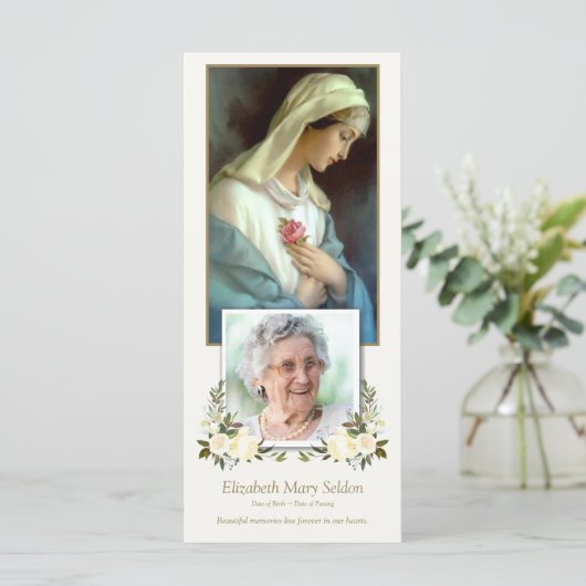 悔やみや弔慰ヴァージンメリー葬式サンキューカード (スタンド正面)