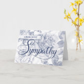 悔やみや弔慰ヴィンテージフェードブルーバラパターン カード (黄色い花)