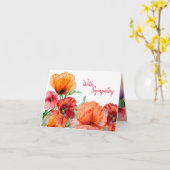 悔やみや弔慰付き水彩ポピーフラワー2 カード (黄色い花)