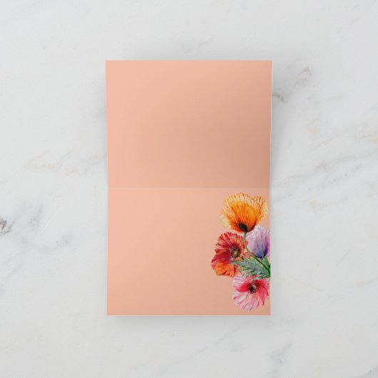 悔やみや弔慰付き水彩ポピーフラワー2 カード (内部)