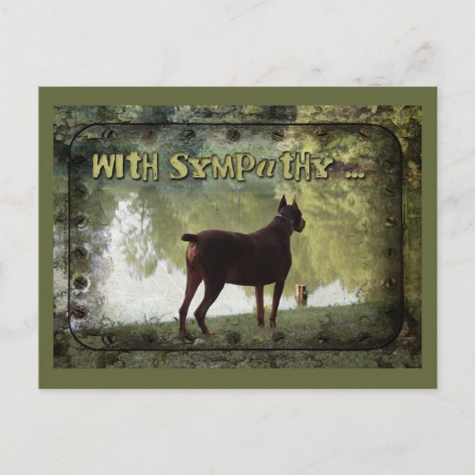 悔やみや弔慰付き – Doberman Overlook a Lake ポストカード (正面)