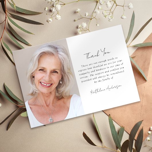 悔やみや弔慰写真の葬儀 サンキューカード