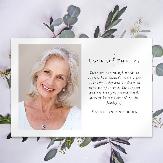 悔やみや弔慰写真の葬儀 サンキューカード