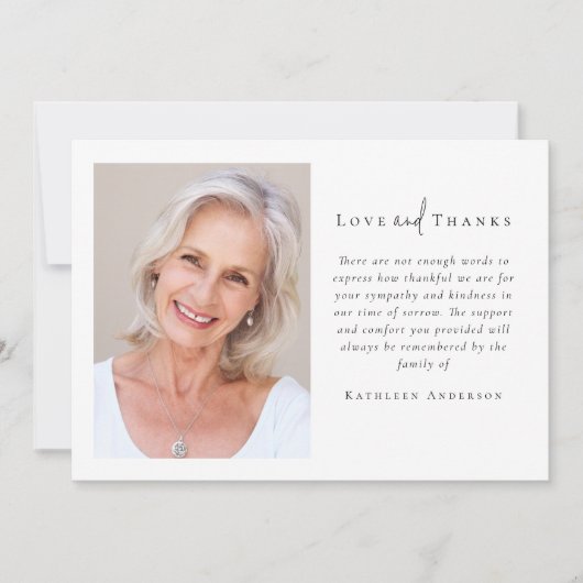 悔やみや弔慰写真の葬儀 サンキューカード (正面)
