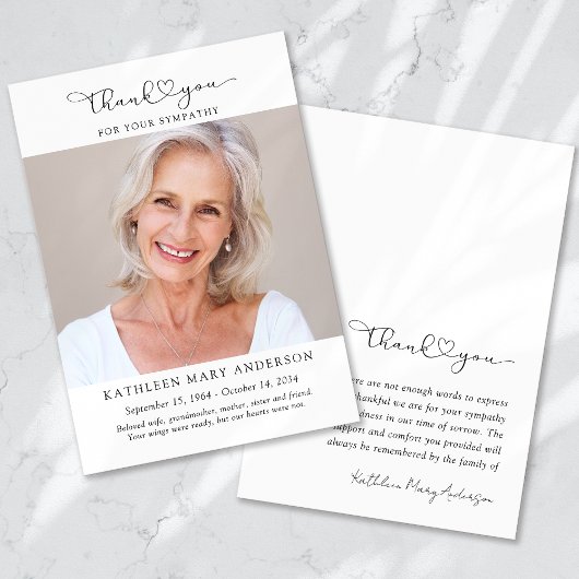 悔やみや弔慰写真カード サンキューカード