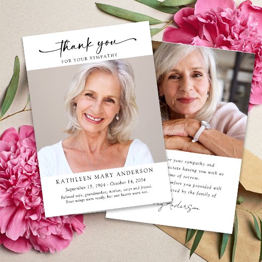 悔やみや弔慰写真カード サンキューカード