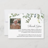 悔やみや弔慰写真グリーンリー葬儀ありがとう サンキューカード (正面)