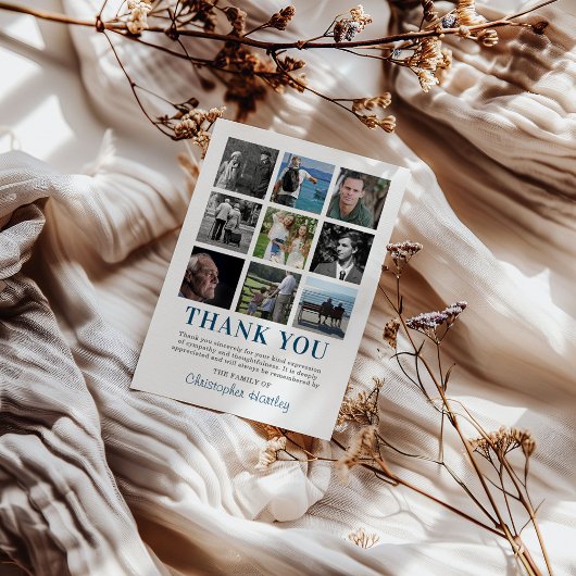 悔やみや弔慰写真コラージュ葬儀 サンキューカード