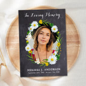 悔やみや弔慰写真記念デイジーフローラ葬儀 サンキューカード