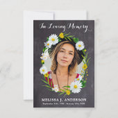 悔やみや弔慰写真記念デイジーフローラ葬儀 サンキューカード (正面)