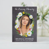 悔やみや弔慰写真記念デイジーフローラ葬儀 サンキューカード (スタンド正面)