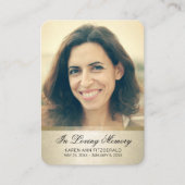 悔やみや弔慰写真黒文字金ゴールド葬儀カード 名刺 (正面)