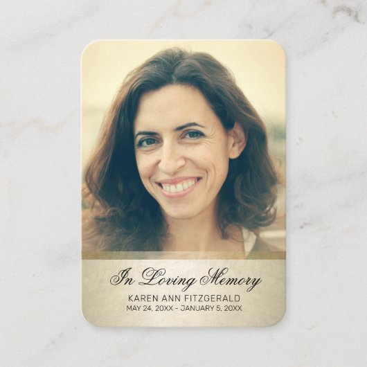 悔やみや弔慰写真黒文字金ゴールド葬儀カード 名刺 (正面)