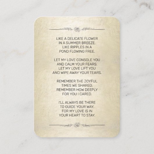 悔やみや弔慰写真黒文字金ゴールド葬儀カード 名刺 (裏面)