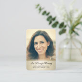 悔やみや弔慰写真黒文字金ゴールド葬儀カード 名刺 (スタンド正面)