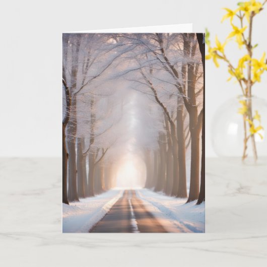 悔やみや弔慰冬の木のトンネル カード (黄色い花)