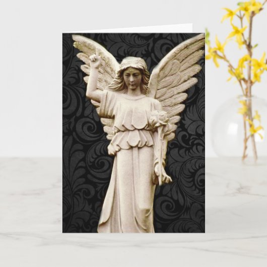 悔やみや弔慰墓地記念悲しみゴシックエンジェル カード (黄色い花)