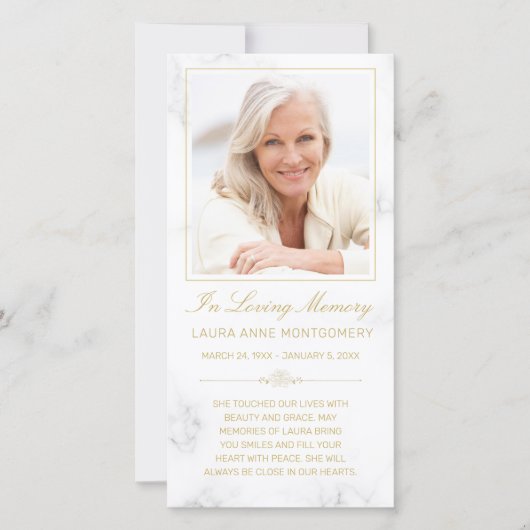 悔やみや弔慰大理石金ゴールドスクリプトクロスフォト祈りの言葉 (正面)