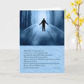 悔やみや弔慰天橋男性シルエット(青) カード (黄色い花)