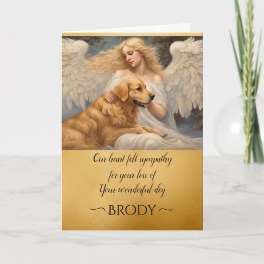 悔やみや弔慰失ったfor Golden Retriever Angel Art card 招待状 (正面)
