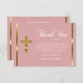 悔やみや弔慰宗教的金ゴールドクロスありがとう |写真 サンキューカード (正面/裏面)