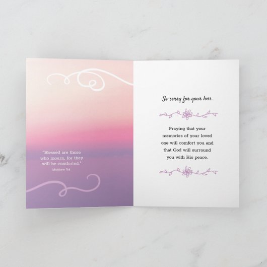 悔やみや弔慰希望の神があなたを平和に満たすこと カード (内部)