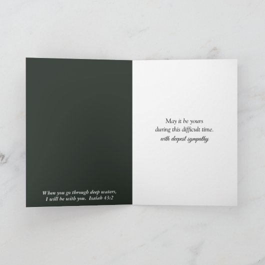 悔やみや弔慰平和的な朝の霧の草地 カード (内部)