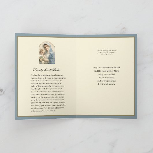 悔やみや弔慰弔問ヴァージンメアリーイエス カード (内部)