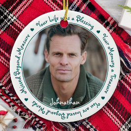 悔やみや弔慰引用文グリーンキープサーメモリアル写真 セラミックオーナメント