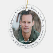 悔やみや弔慰引用文シルバーグレイ記念フォト セラミックオーナメント (左)