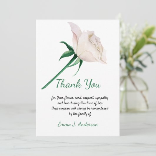 悔やみや弔慰忌引き水彩ベージュバラ サンキューカード (スタンド正面)