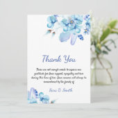 悔やみや弔慰忌避水色フローラ サンキューカード (スタンド正面)