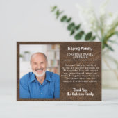 悔やみや弔慰愛の思い出の写真フェイク革の葬儀 サンキューカード (スタンド正面)