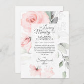 悔やみや弔慰愛の思い出ピンクローズフローラありがとう サンキューカード (正面/裏面)